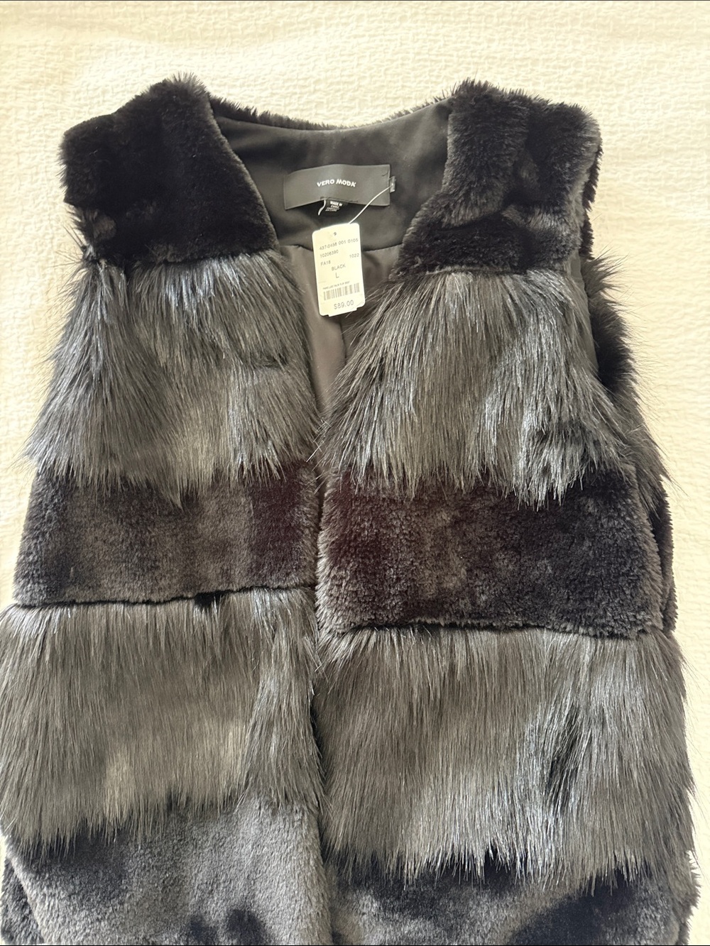 Vero Moda Black Faux Fur Patchwork Vest